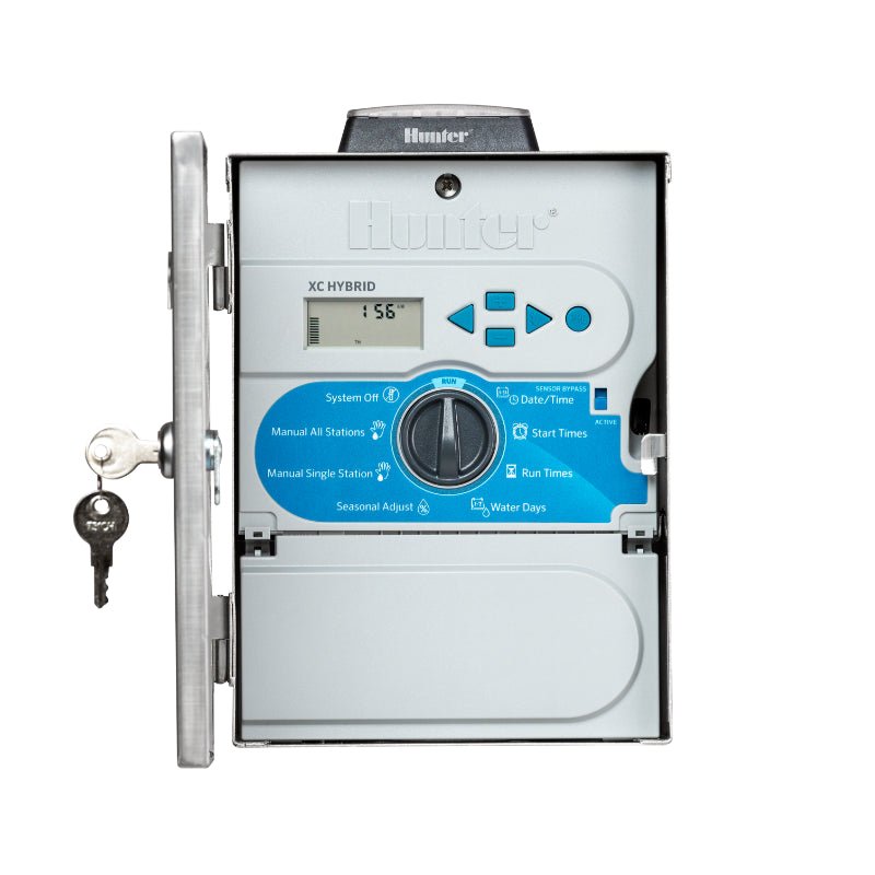 Smart Sprinkler Genius-Hunter XC Hybrid XCH-600-SSP 6-Station Stainless Steel Solar Battery Controller | XCH600SSP-Hunter Industries-XCH600SSP-