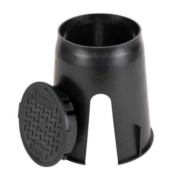 6 in. Black Round Valve Box with Black Lid