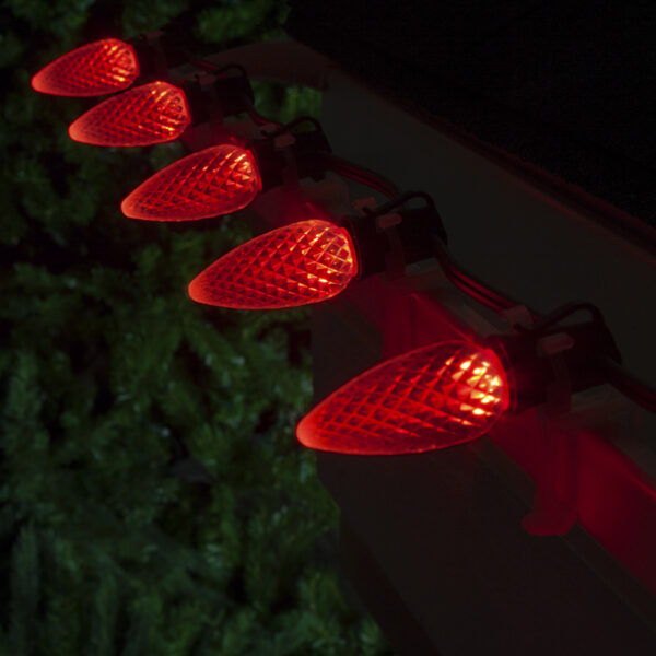 25 Pack Red C9 LED Superbrite Holiday Christmas Faceted Bulb - Image 2