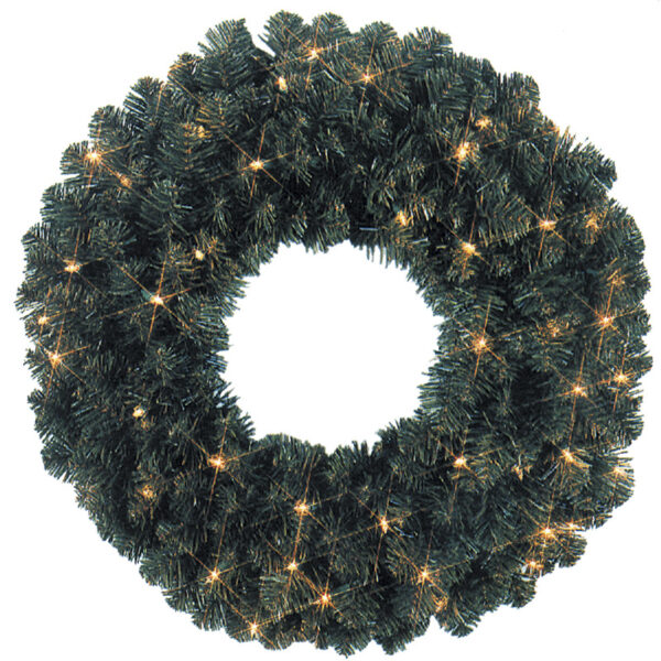 48-Inch Holiday Christmas Festive Wreath with 200 Warm 5MM LED Lights