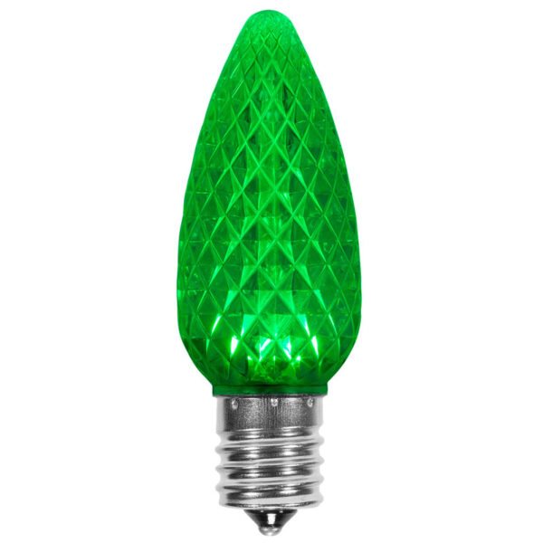 25 Pack C9 Green LED Superbrite Holiday Christmas Faceted Bulb